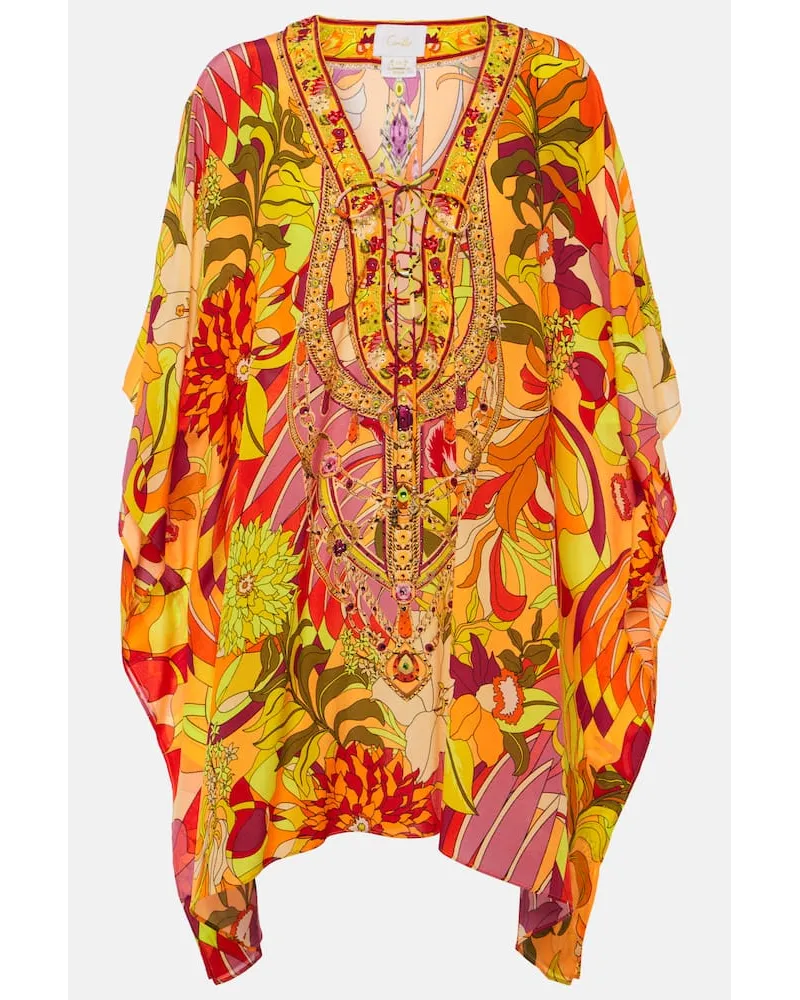 Camilla Copricostume in seta con stampa floreale Multicolore