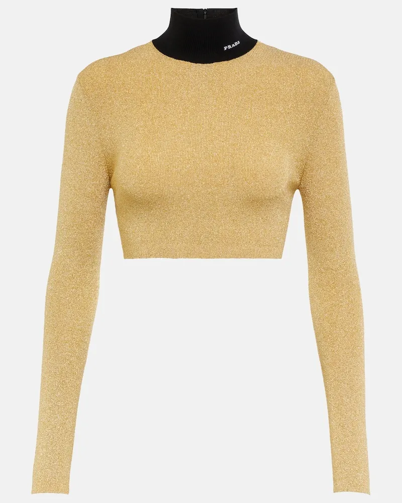 Prada Dolcevita cropped in lamÃ Oro