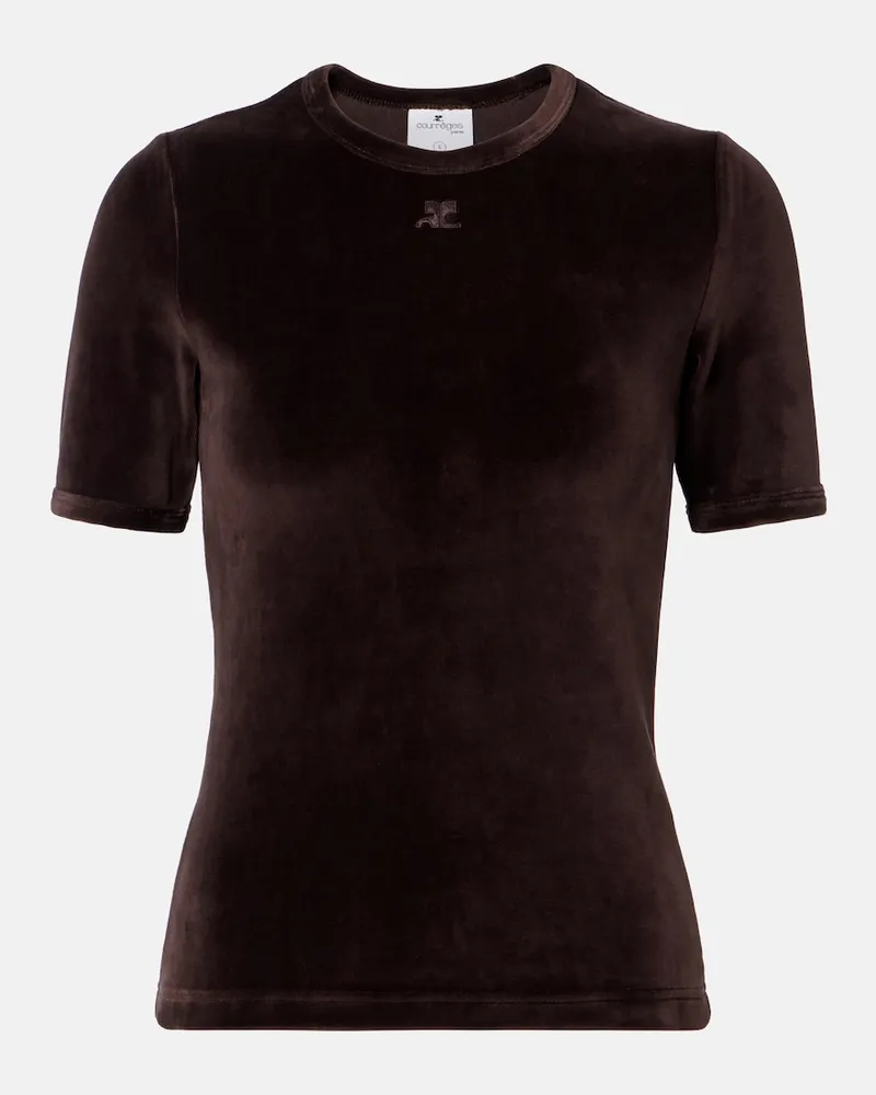 Courrèges Courrèges T-shirt in velluto di misto cotone Marrone