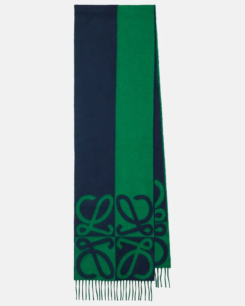 Loewe Sciarpa Anagram in lana e cashmere Blu