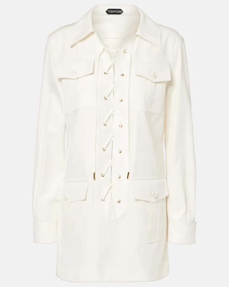 Tom Ford Abito corto in cotone e seta Bianco