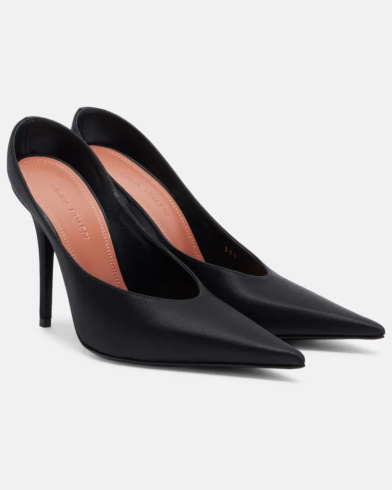 Amina Muaddi Mules Anok in raso Nero