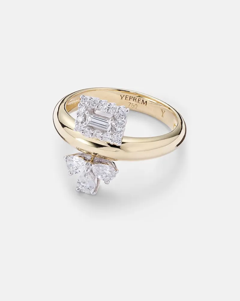 YEPREM Anello Golden Strada in oro 18kt con diamanti Oro