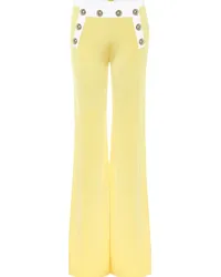 Balmain Pantaloni a vita alta in maglia Giallo