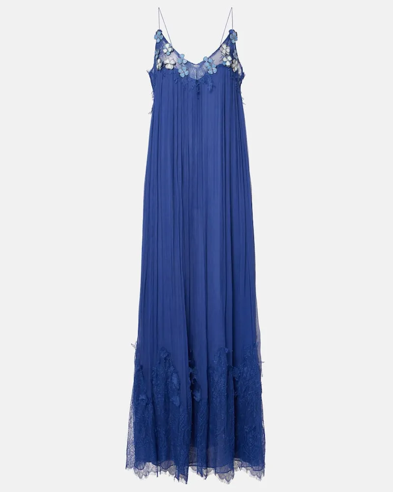 COSTARELLOS Abito lungo Kenda in chiffon Blu