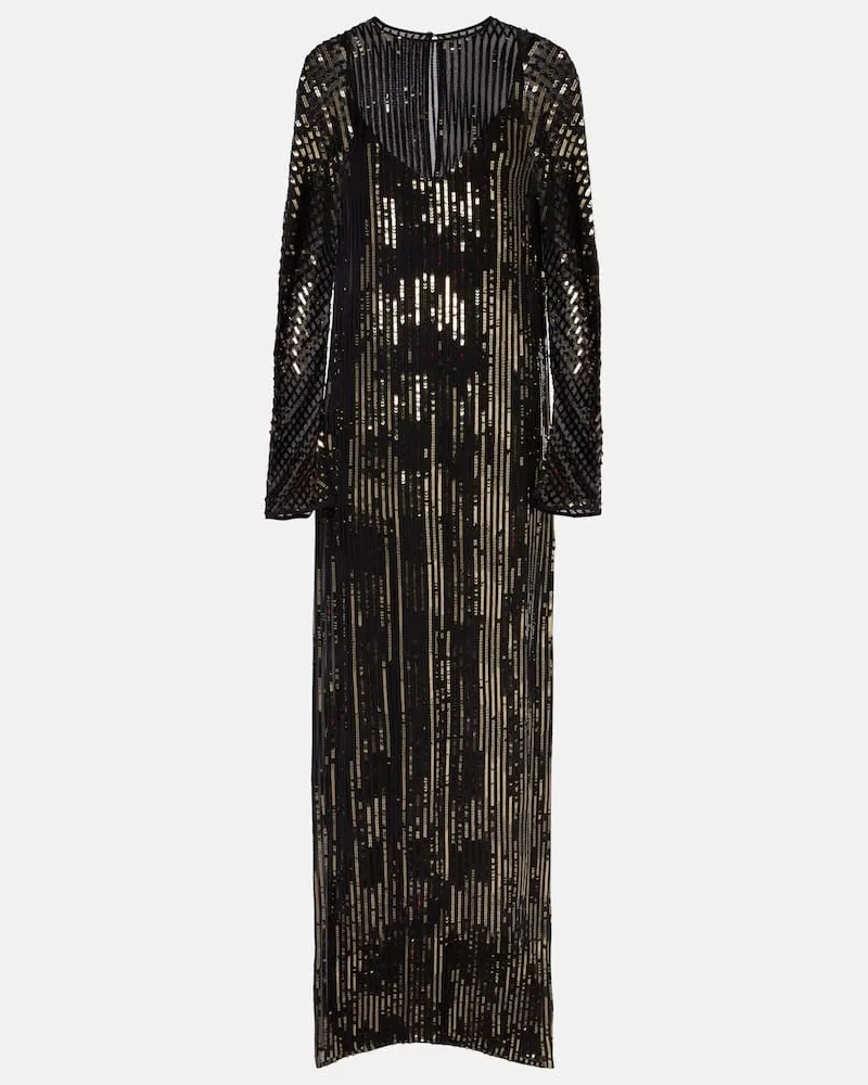 Johanna Ortiz Abito lungo in seta con paillettes Nero