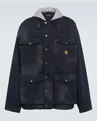 Balenciaga Parka oversize in gabardine di cotone Blu