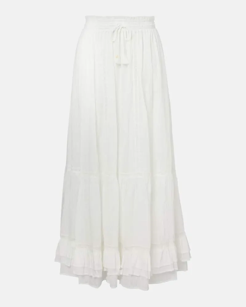 Poupette St Barth Gonna lunga Clara in cotone Bianco