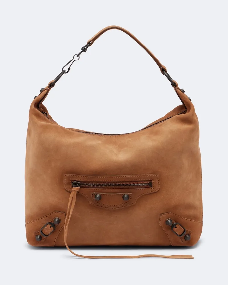 Balenciaga Borsa a spalla Le City Small in suede Beige