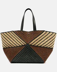 Loewe Borsa Puzzle Fold XXL in rafia Multicolore