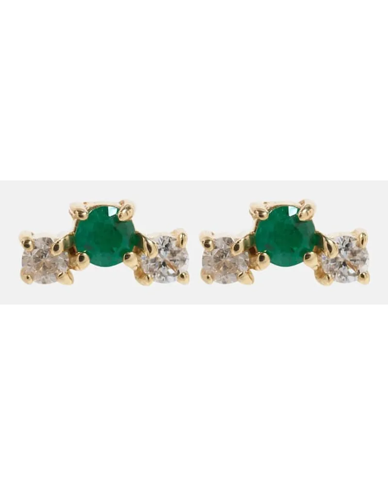 Stone & Strand Orecchini Dainty Emerald Goddess in oro 14kt con smeraldi e diamanti Oro