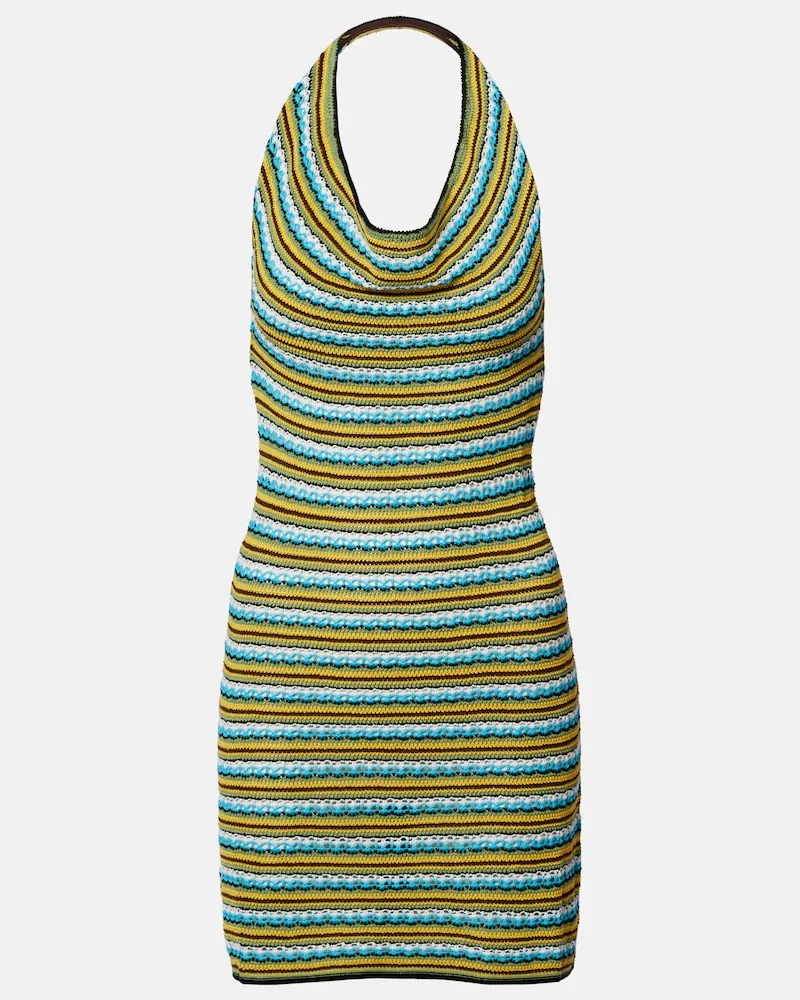 STAUD Abito corto Greta in maglia di cotone a righe Multicolore