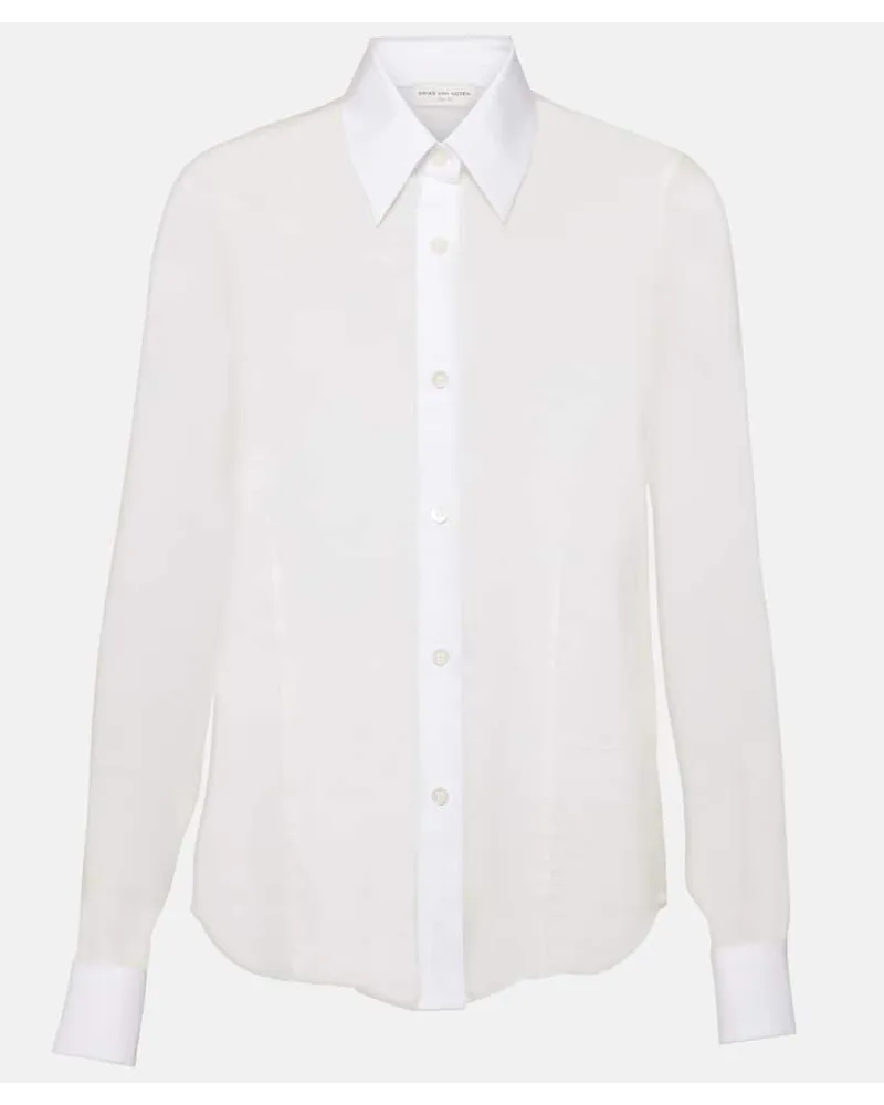 Dries van Noten Camicia in seta e cotone Bianco