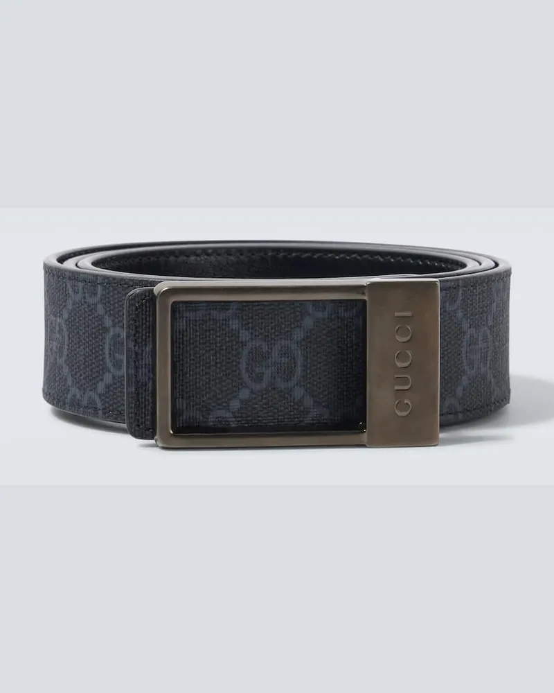 Gucci Cintura reversibile in pelle e canvas GG Blu