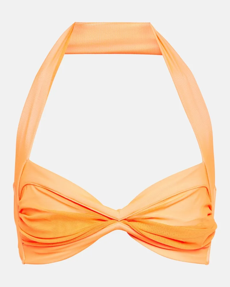 Norma Kamali Top bikini Bill Bra con scollo Arancione