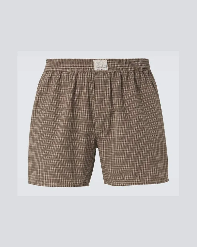 ERL Boxer in cotone a quadri Marrone