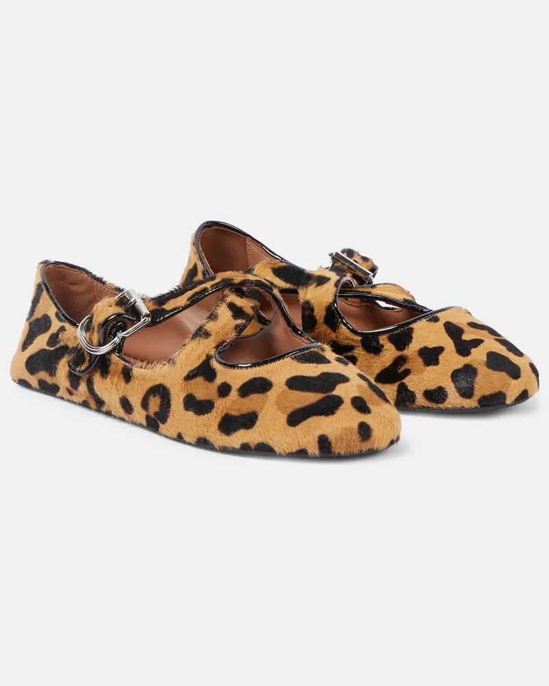 Alaïa AlaÃ¯a Ballerine in cavallino con stampa leopardata Marrone