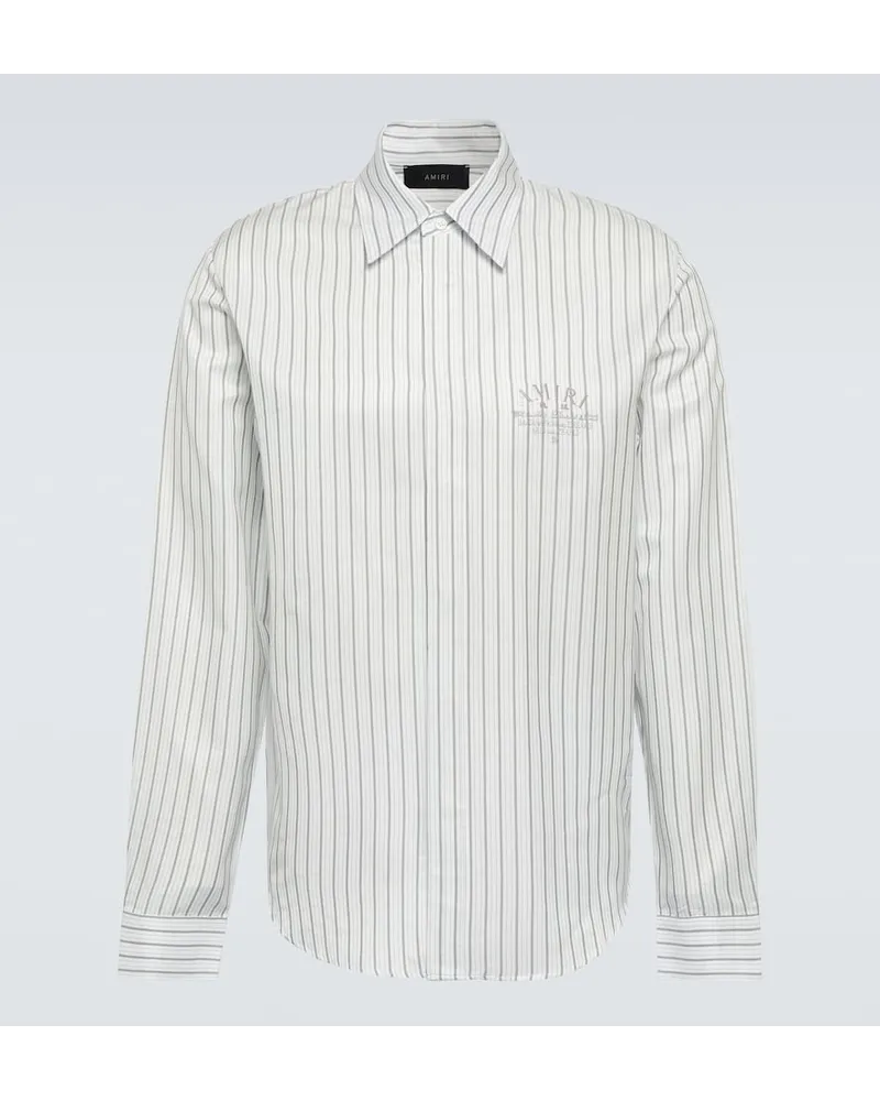 Amiri Camicia in popeline di cotone a righe Bianco