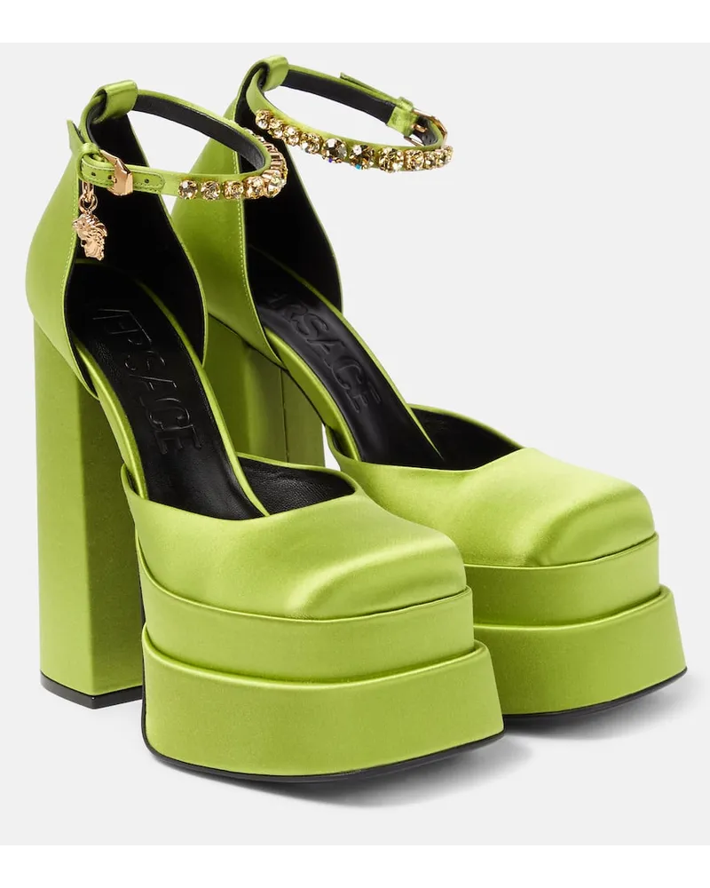Versace Pumps Medusa Aevitas in raso con plateau Verde