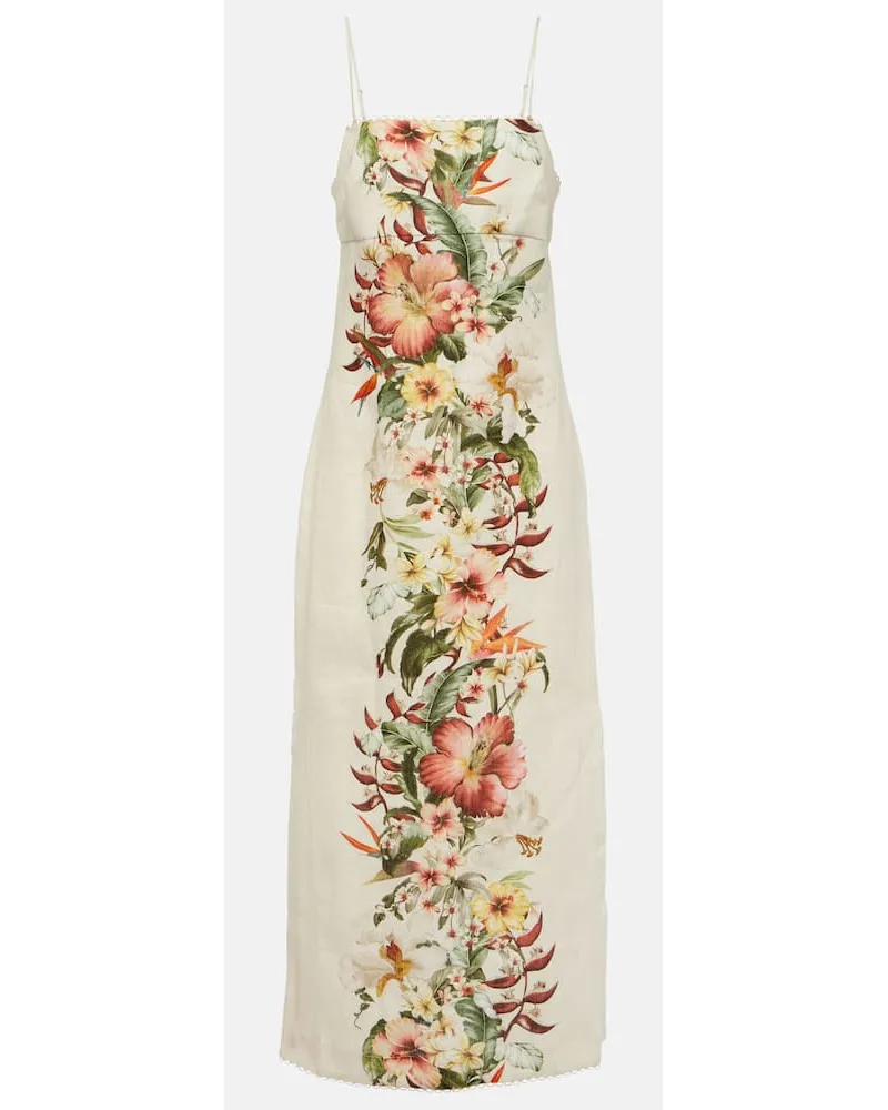 Zimmermann Abito lungo Lexi in lino con stampa Beige