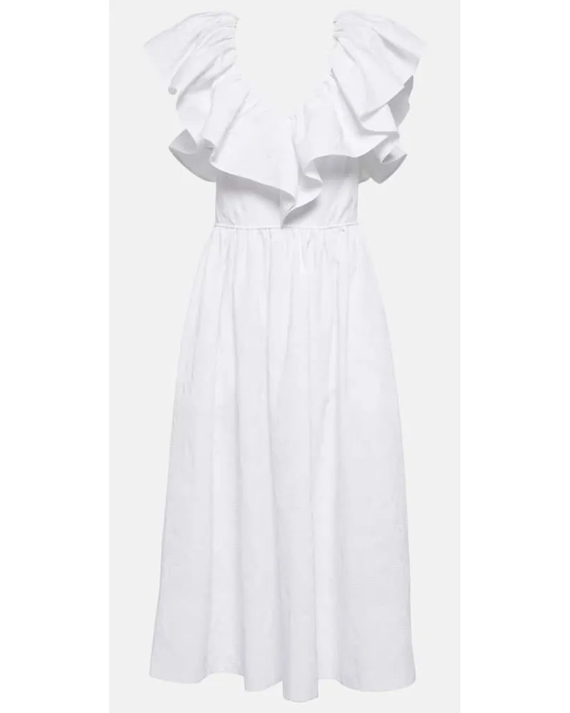 Chloé ChloÃ© Abito midi in cotone con ruches Bianco