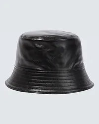 Prada Cappello da pescatore in pelle Nero