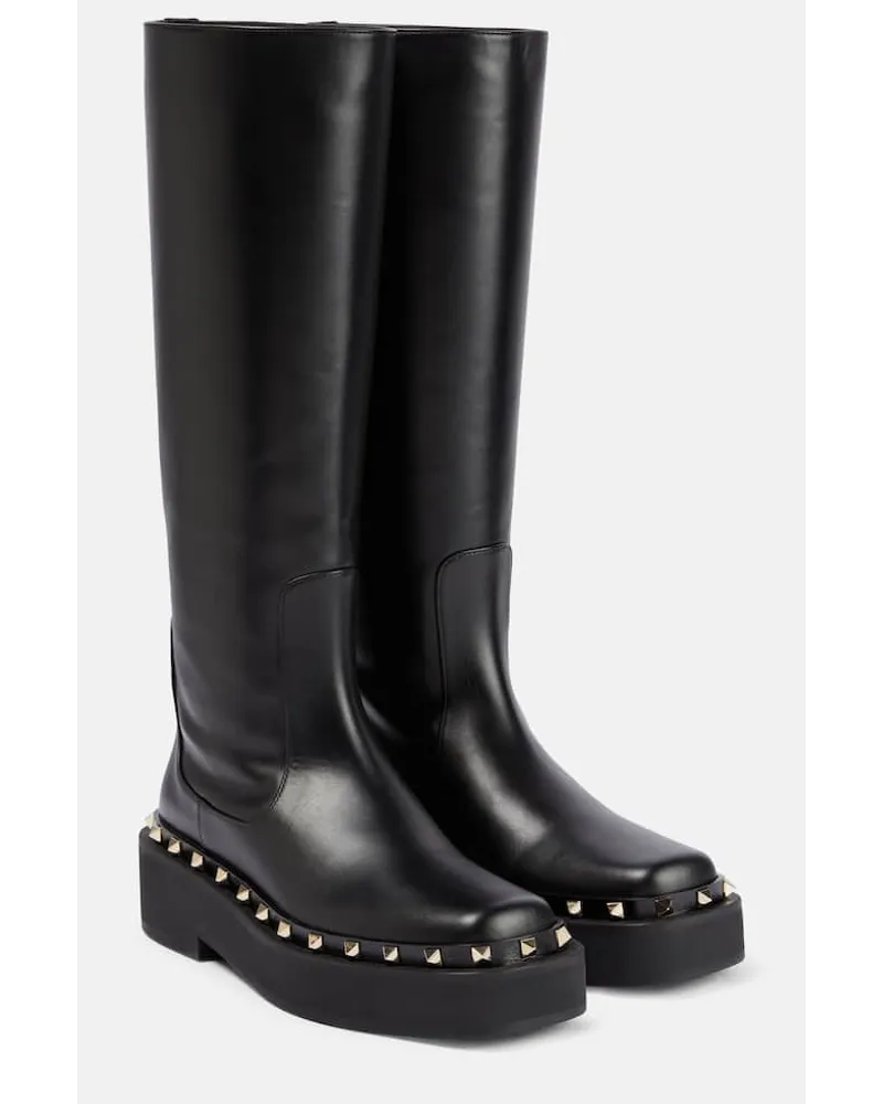 Valentino Garavani Stivali Rockstud in pelle Nero
