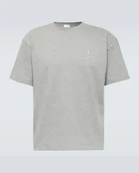 Saint Laurent T-shirt Cassandre in piqué di misto cotone Grigio