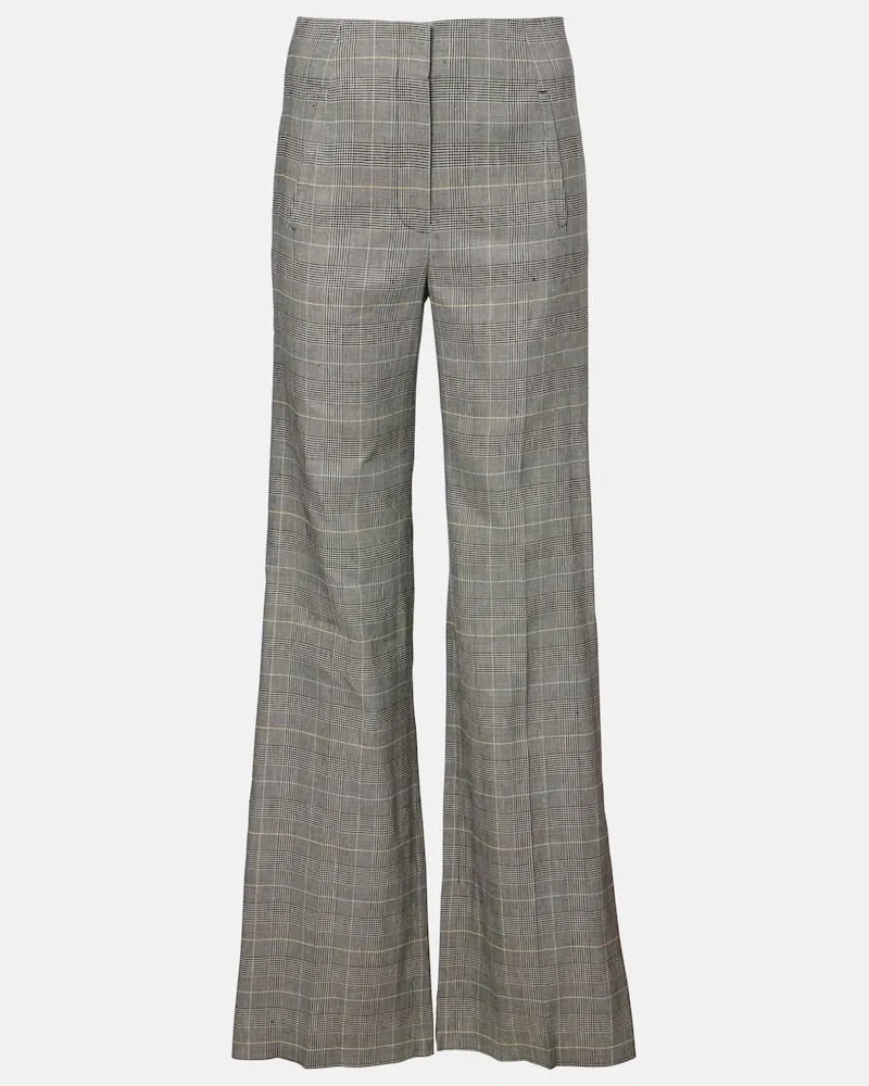 Veronica Beard Pantaloni Jude in misto lino a quadri Grigio