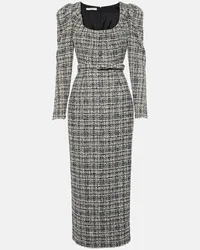 Alessandra Rich Abito midi in tweed Lurex® con cintura Bianco