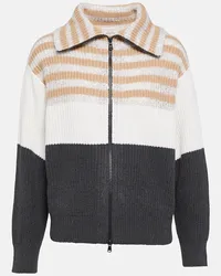 Brunello Cucinelli Pullover in lana, cashmere e seta a righe Multicolore