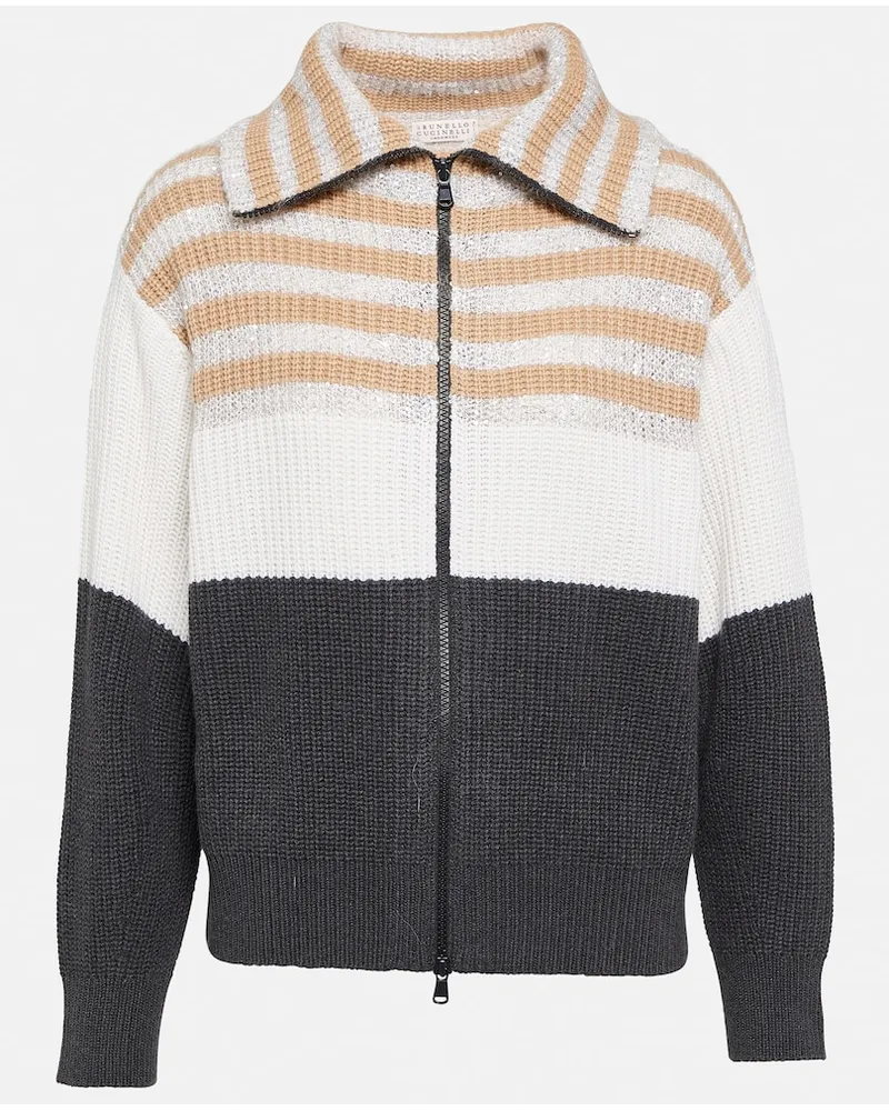 Brunello Cucinelli Pullover in lana, cashmere e seta a righe Multicolore