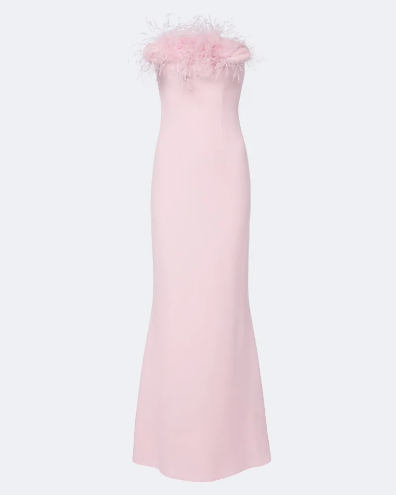 Safiyaa Abito lungo Soshin in crêpe con piume Rosa