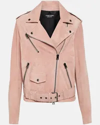 Tom Ford Giacca biker in suede Neutro