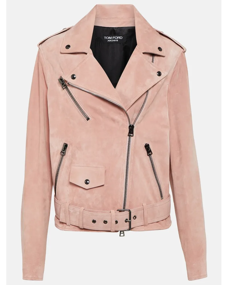 Tom Ford Giacca biker in suede Neutro