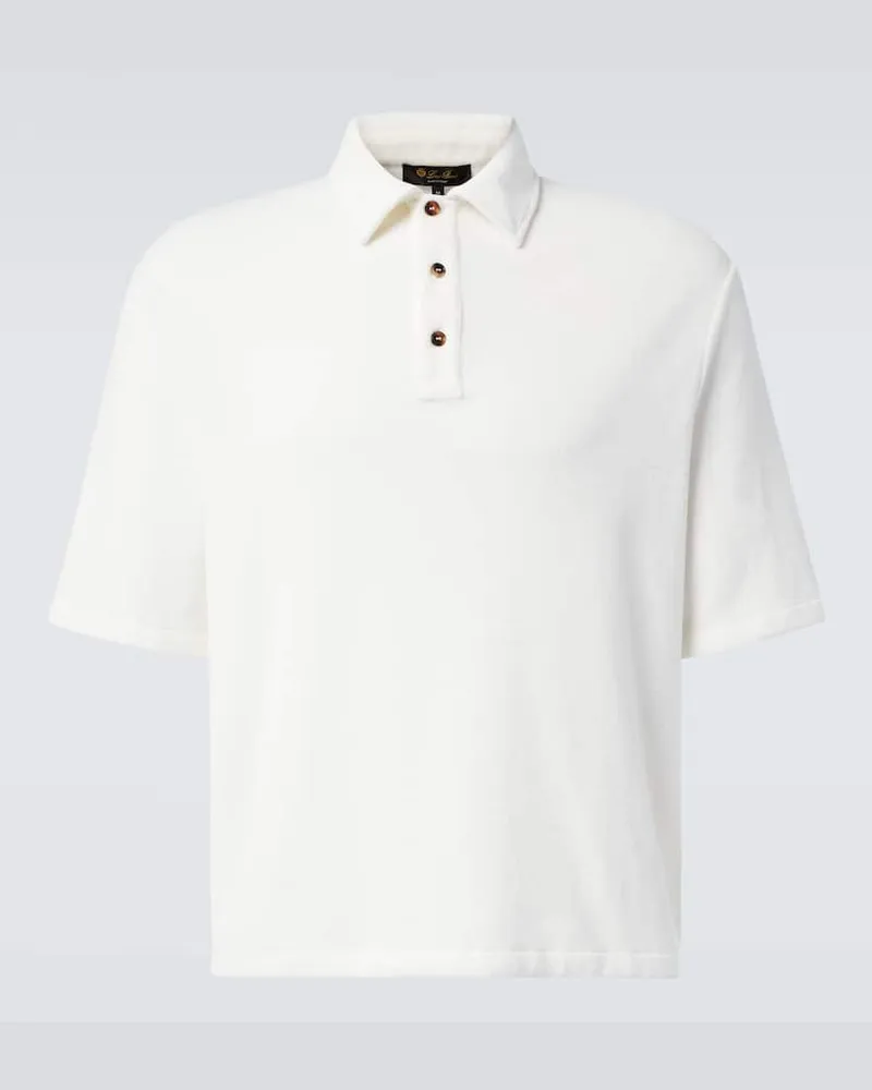 Loro Piana Polo Murano in velour di cotone e seta Bianco