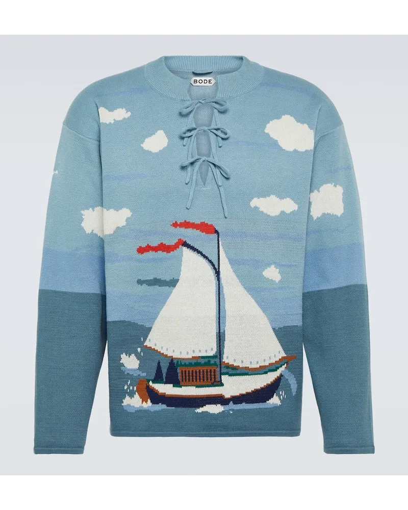 BODE Pullover Pinafore in jacquard di cotone Blu