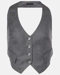 Tom Ford Gilet in twill di lana Grigio