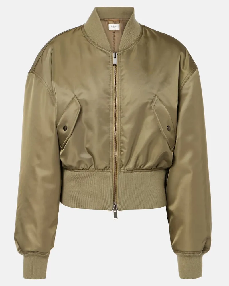 Saint Laurent Bomber cropped in raso Verde