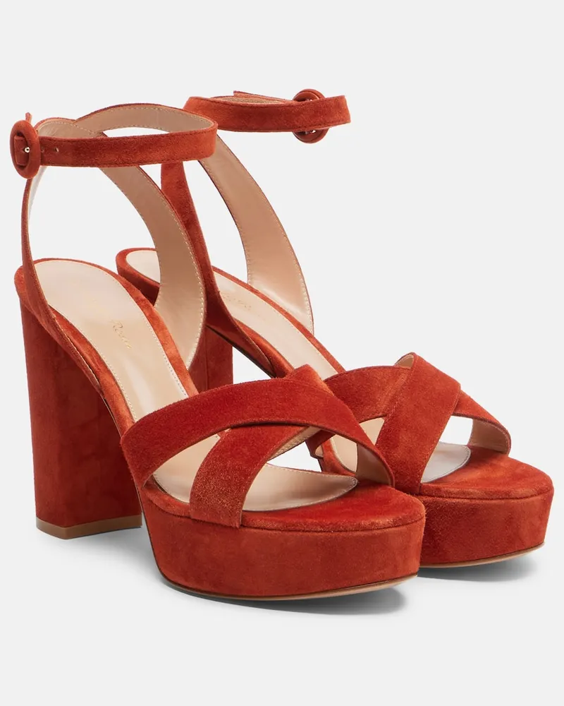 Gianvito Rossi Sandali Sabrina in suede con plateau Arancione