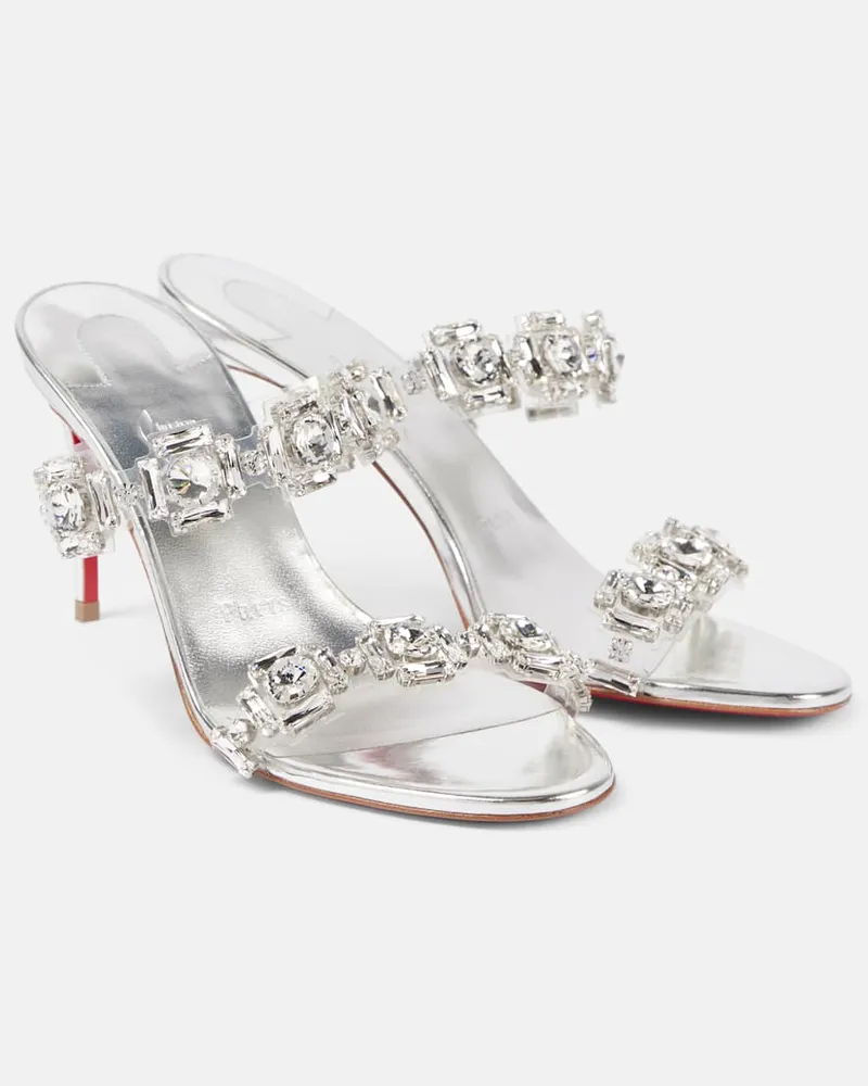 Christian Louboutin Mules Just Jewel 85 in PVC con cristalli Argento