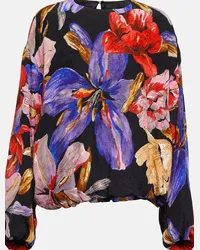 Dries van Noten Top in misto seta con stampa Multicolore