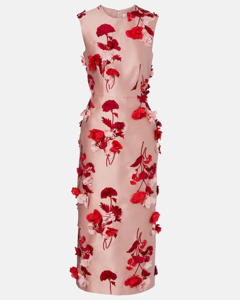 Erdem Abito midi con applicazioni floreali Rosa