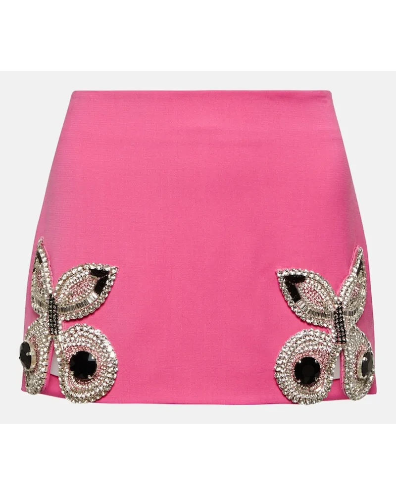 Area Minigonna in lana con cristalli Rosa