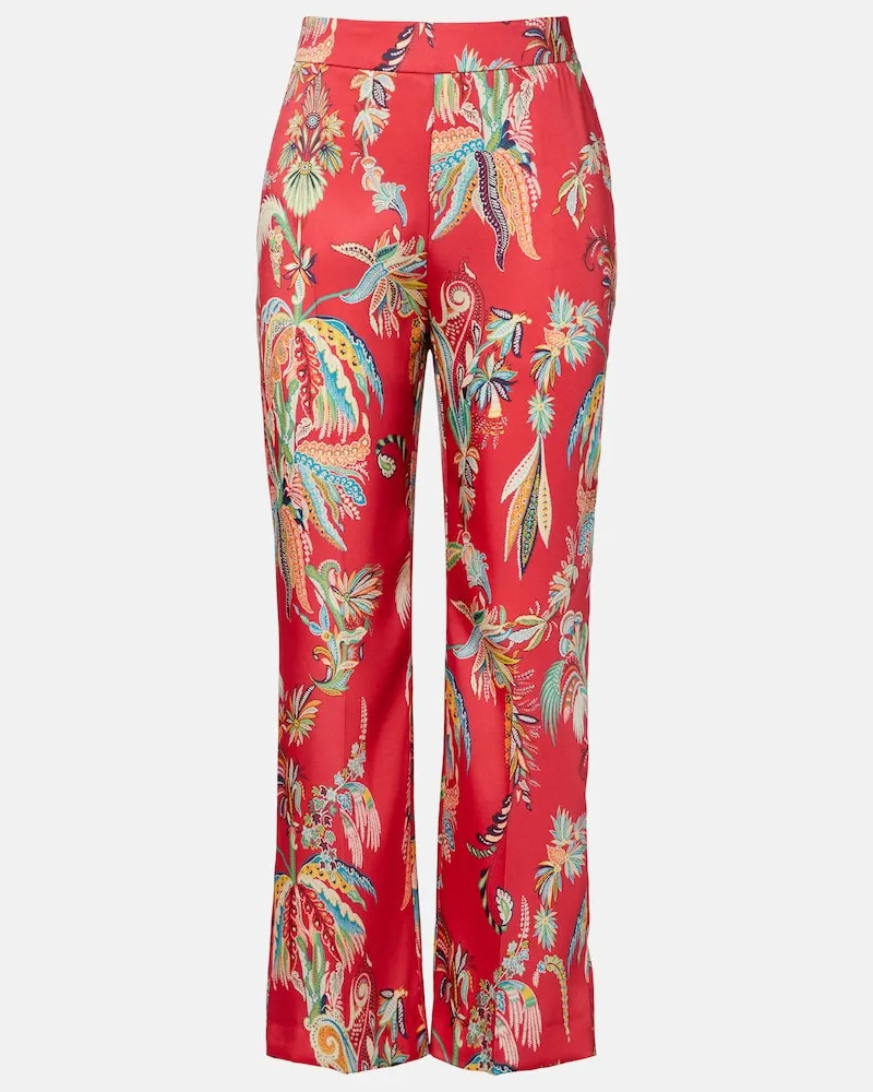 Etro Pantaloni regular in twill con stampa Rosso