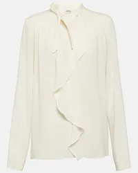 Isabel Marant Blusa Utah in crêpe con volant Bianco