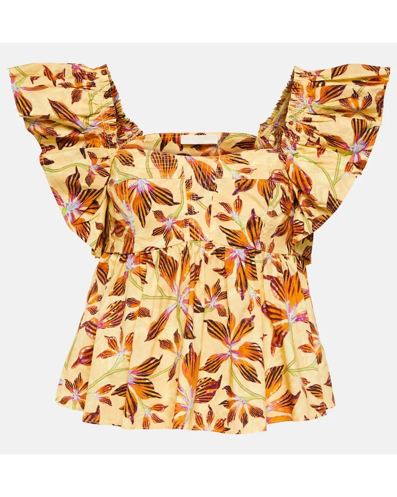 Ulla Johnson Top Romi in popeline di cotone Giallo