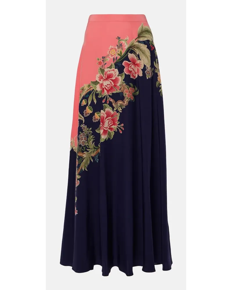 Etro Gonna lunga in seta crÃªpe de chine Blu