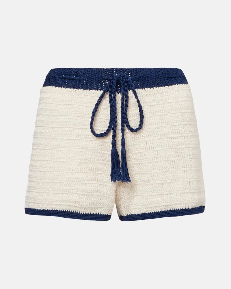 Anna Kosturova Shorts Seaside in crochet di cotone Blu
