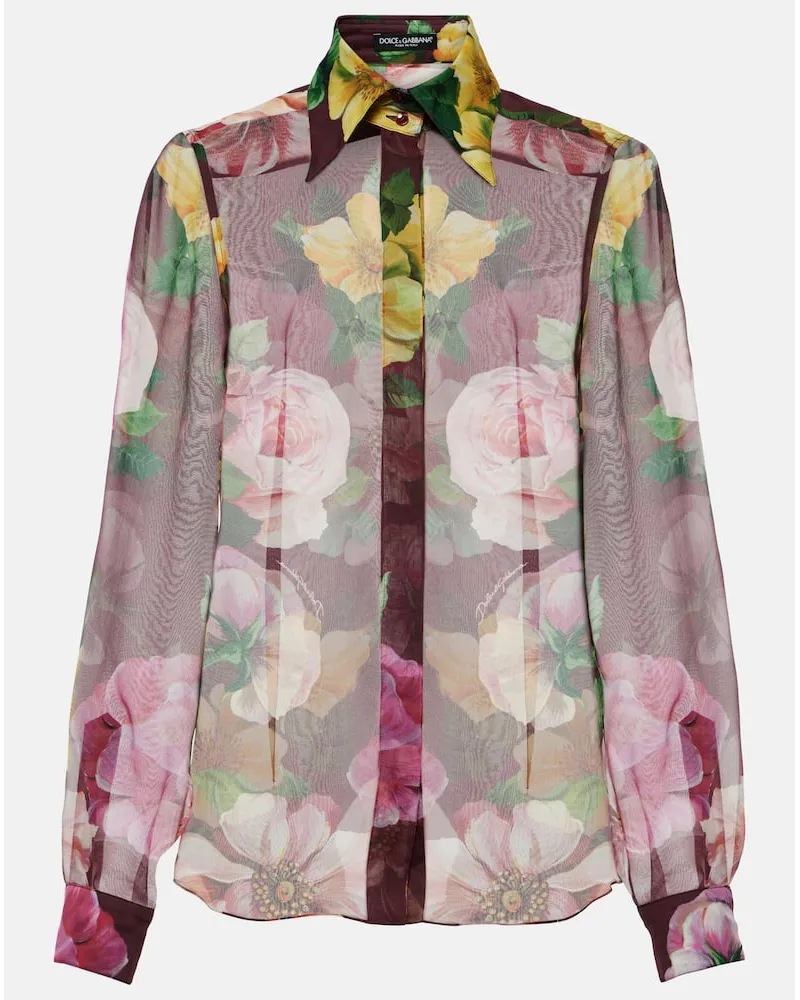 Dolce & Gabbana Blusa in chiffon di seta con stampa Multicolore